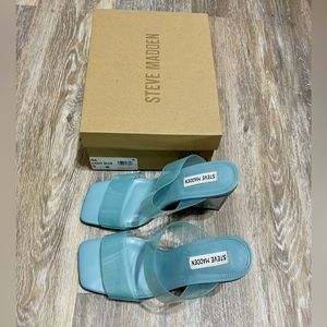 Steve Madden Isa Clear Vinyl Wedge Sandals, Size 9